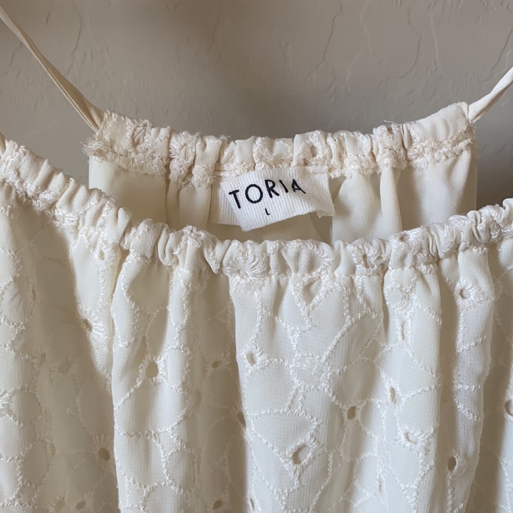 🤍 NEW Legally Blonde Eyelet Halted Sundress - Picture 4 of 8